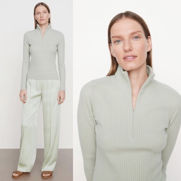 Vince Sweaters - Vince | Ribbed Half-Zip Mock Neck Sweater Size: large